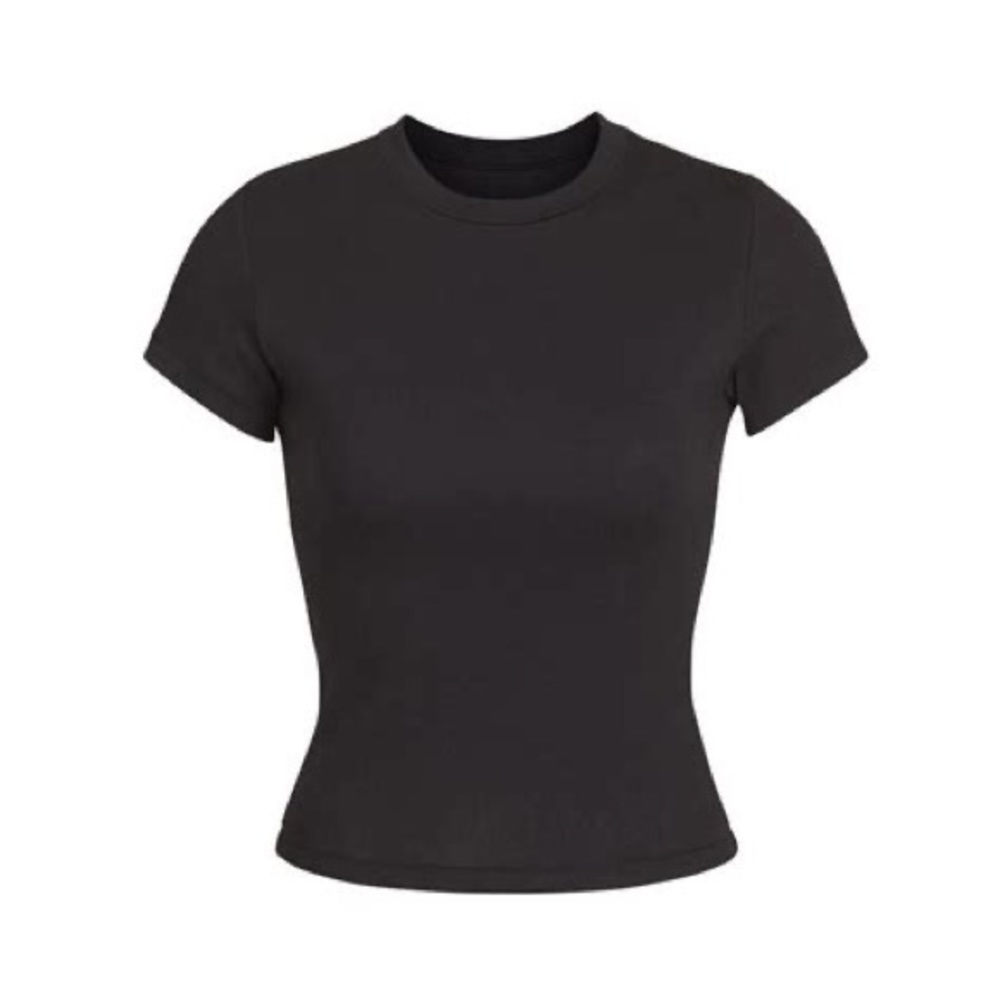SKIMS Pointelle Tee Black Baby Tee